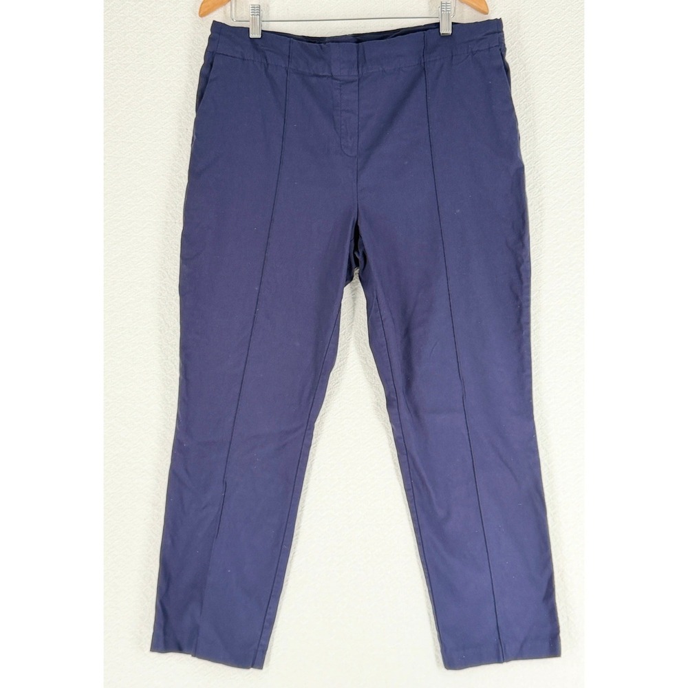 Hilary Radley Navy Blue Pintuck Slim Leg Stretch Trousers XXL D5606-E3563‎